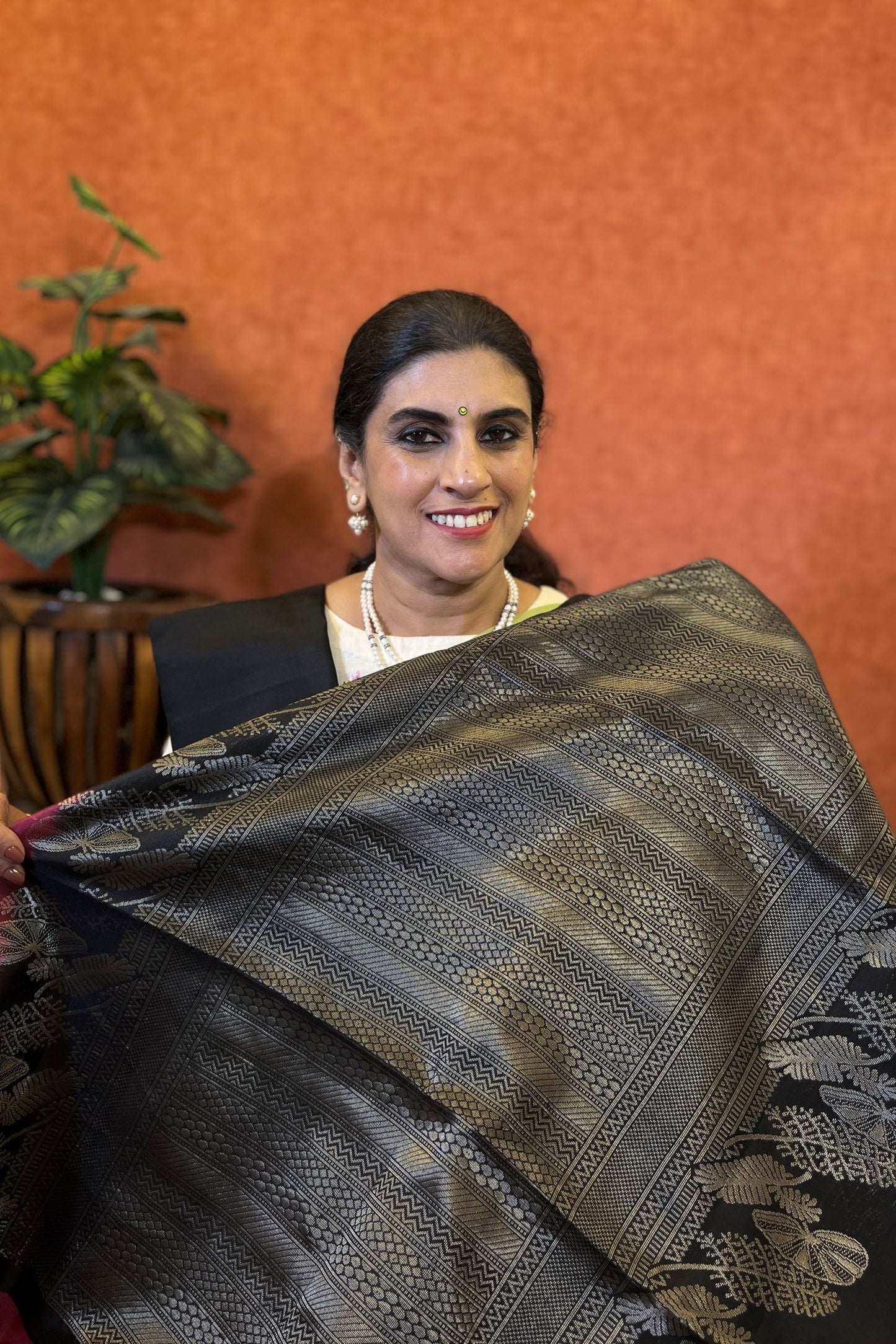 Pure Soft Silk Saree - Wine Color with Black Color Border