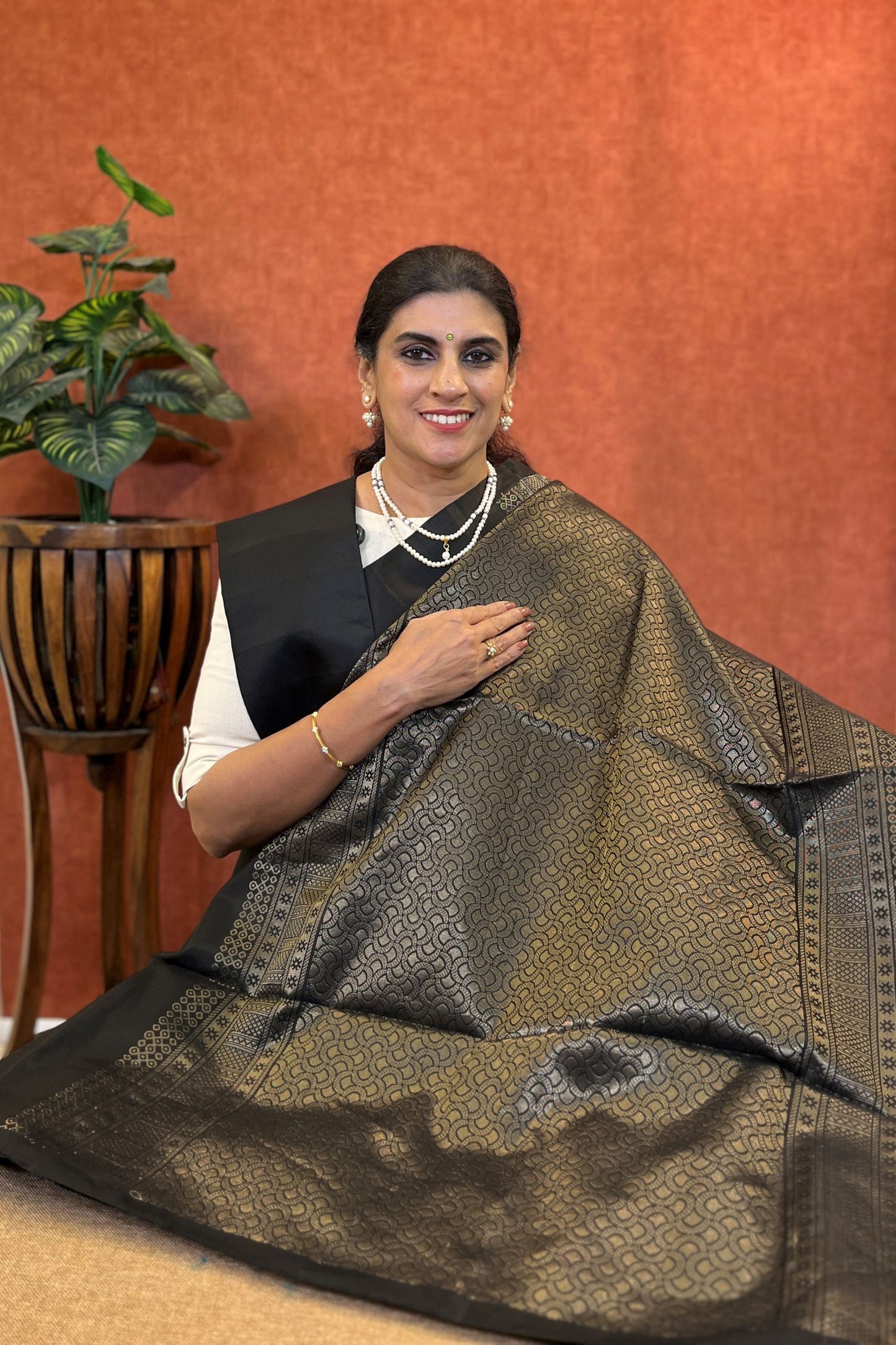 Pure Soft Silk Saree - Black Color with Zari Border