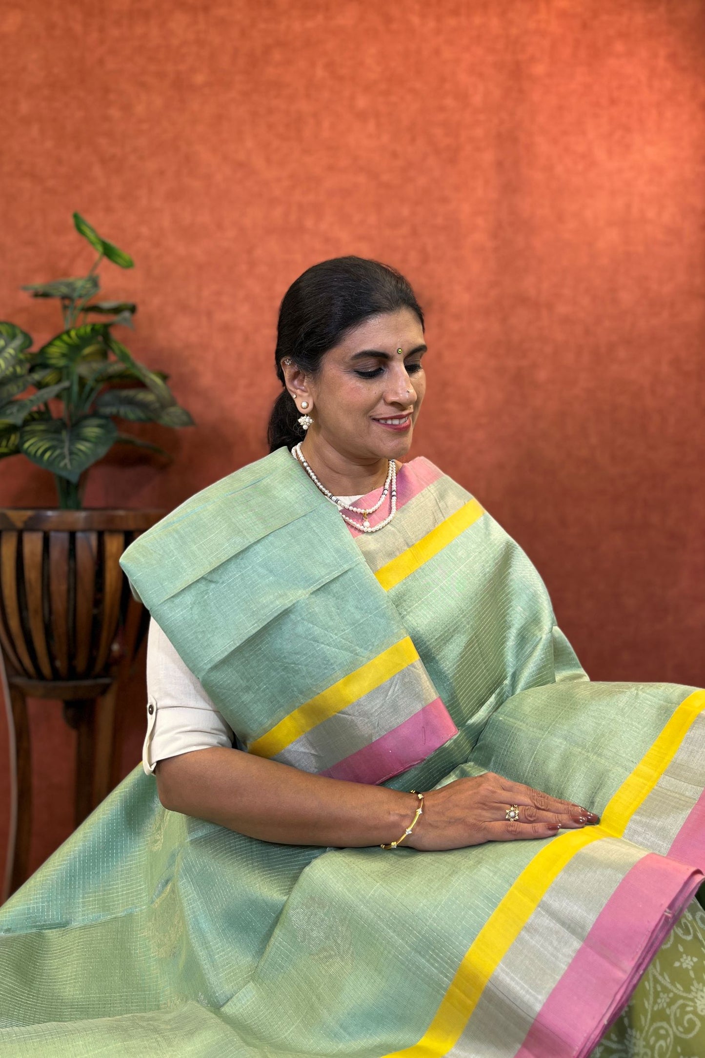 Pure Soft Silk Saree - Teal Blue Color with Pink Border