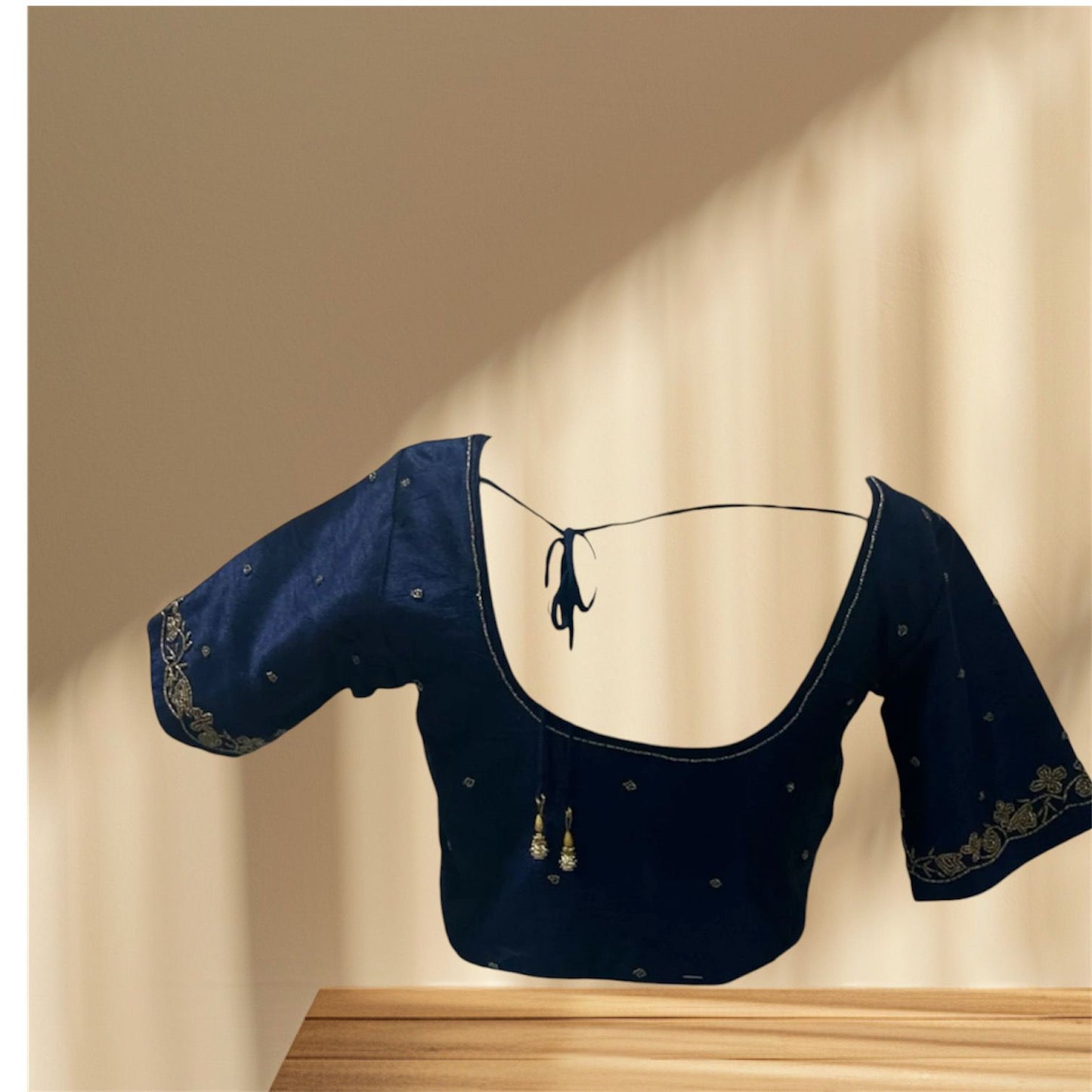 Blue Silk Blouse with Sequins