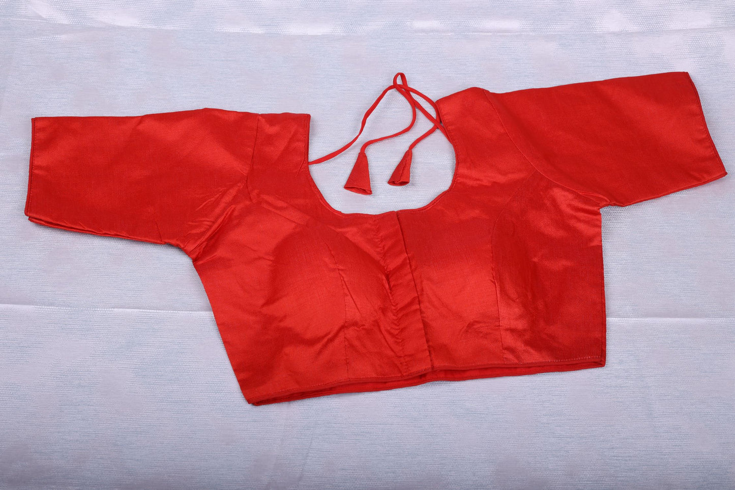 Raw Silk Plain Red Blouse