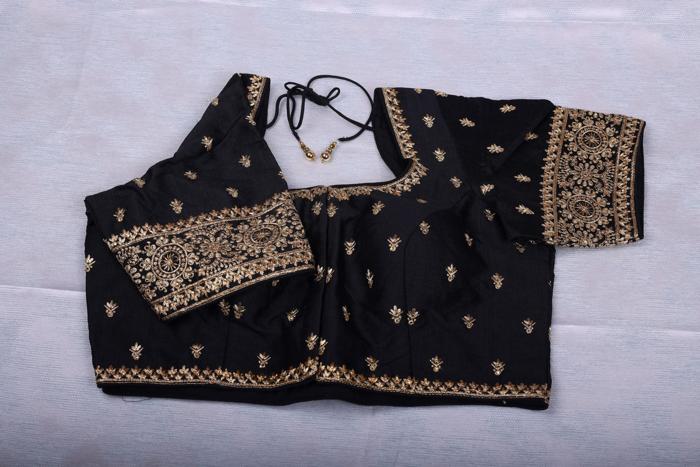 Black Silk Blouse with Aari work