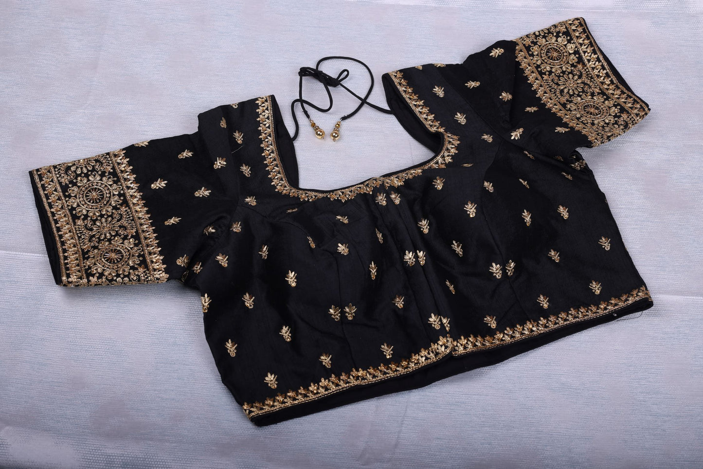 Black Silk Blouse with Aari work