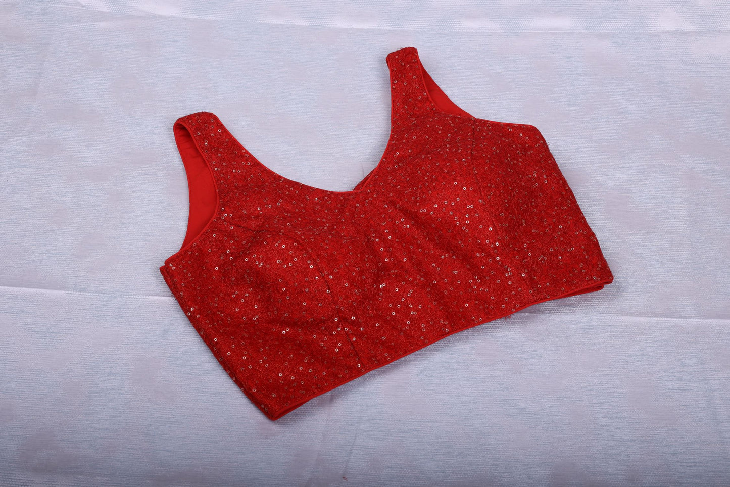 Red Silk Blouse with Sequins