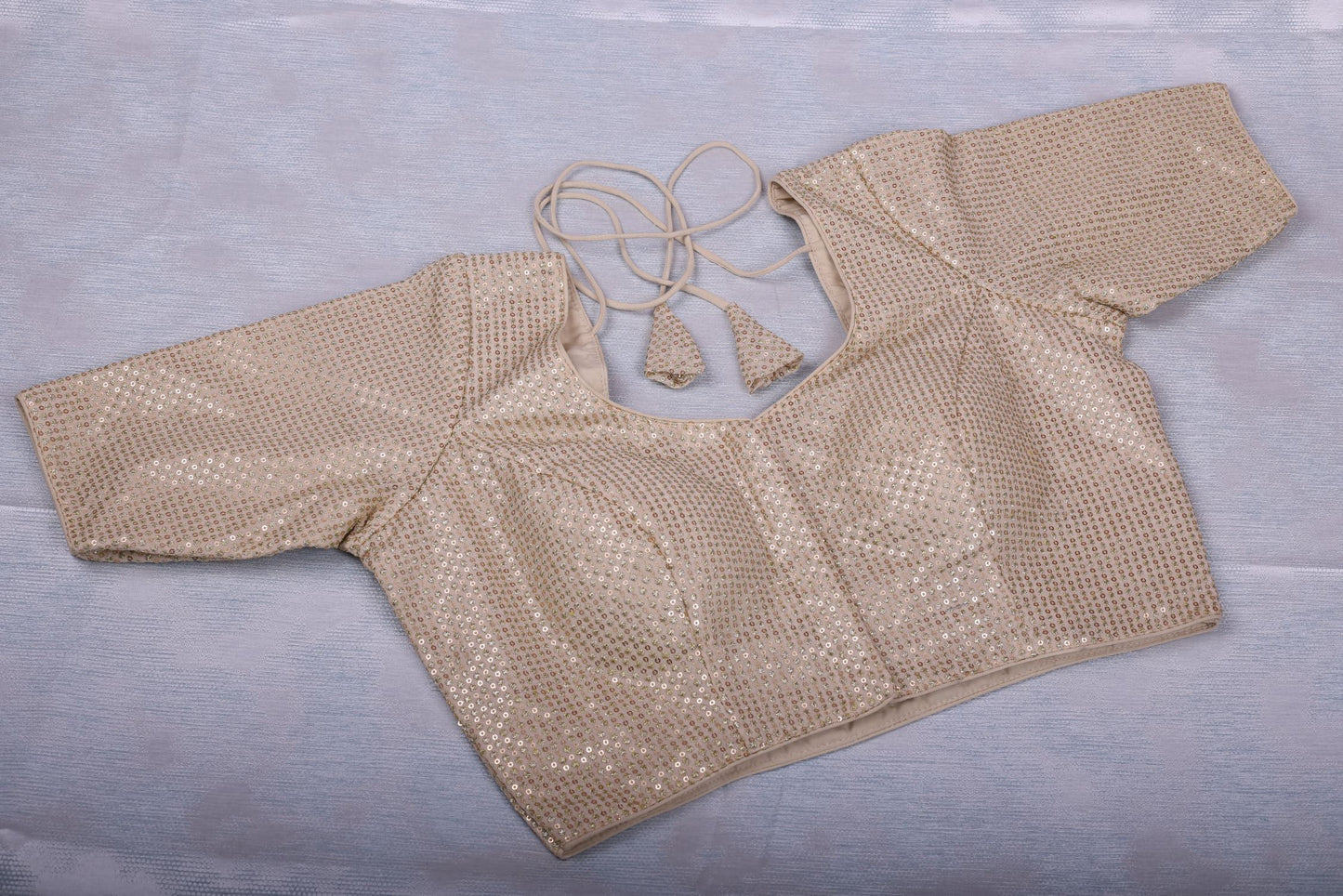 Beige Silk Blouse with Sequins