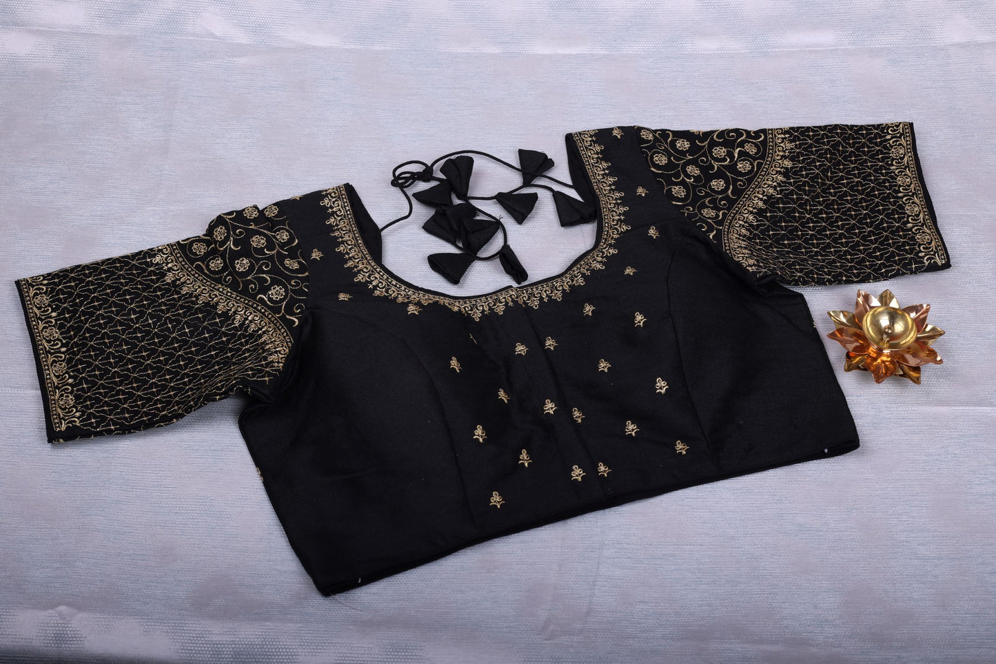 Black Silk Blouse with Aari Work