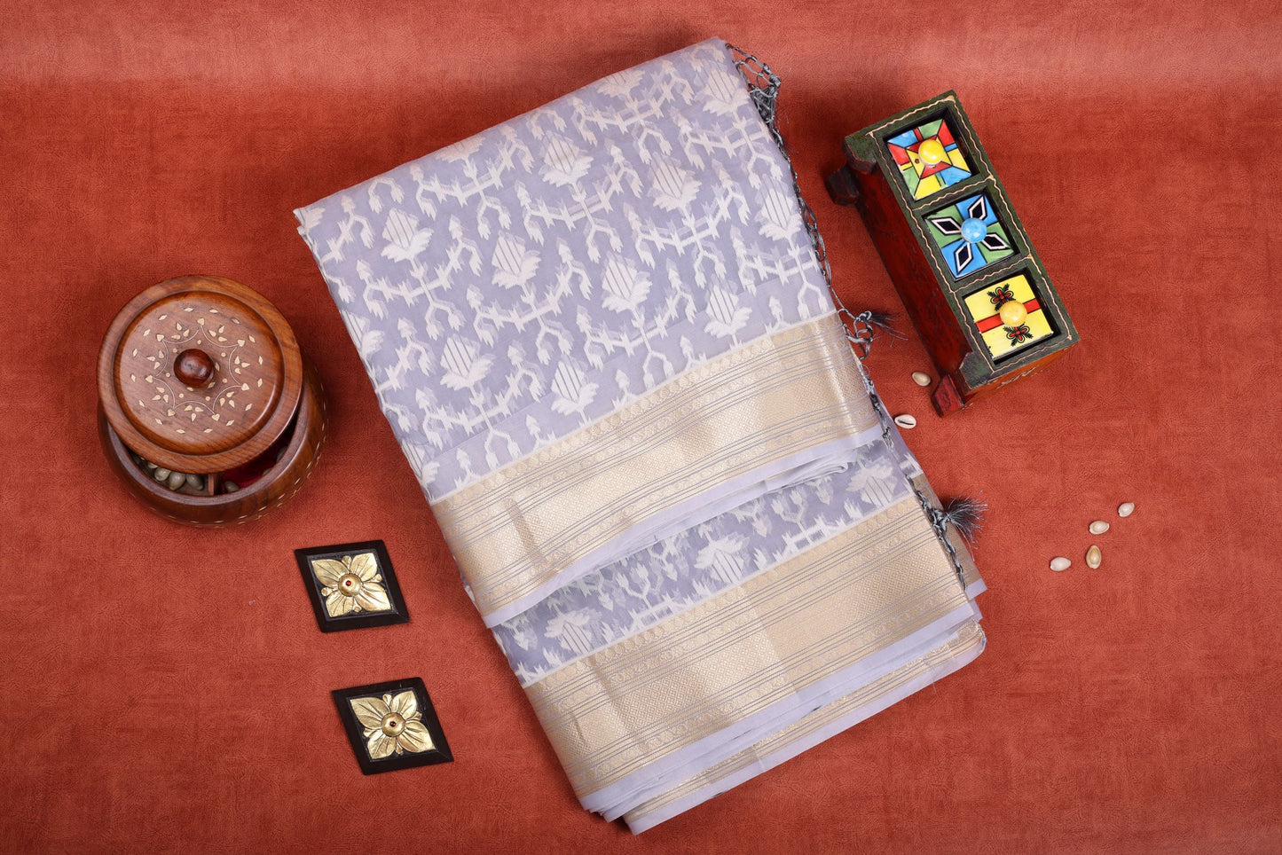 Semi Tussar Saree -Grey
