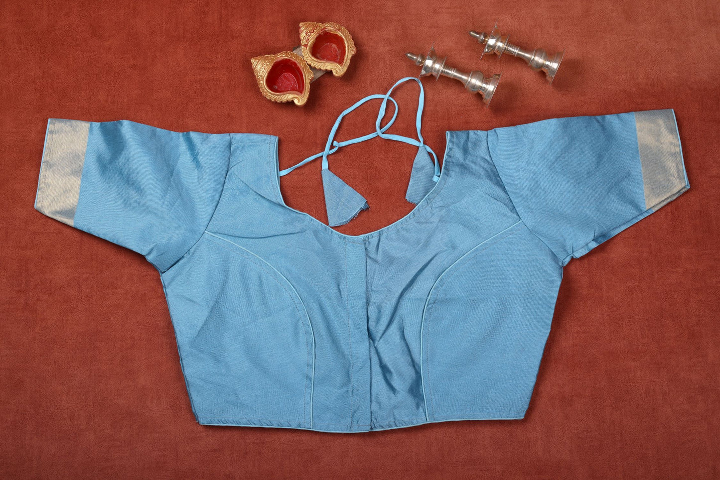 Silk Cotton Blouse - Sky Blue