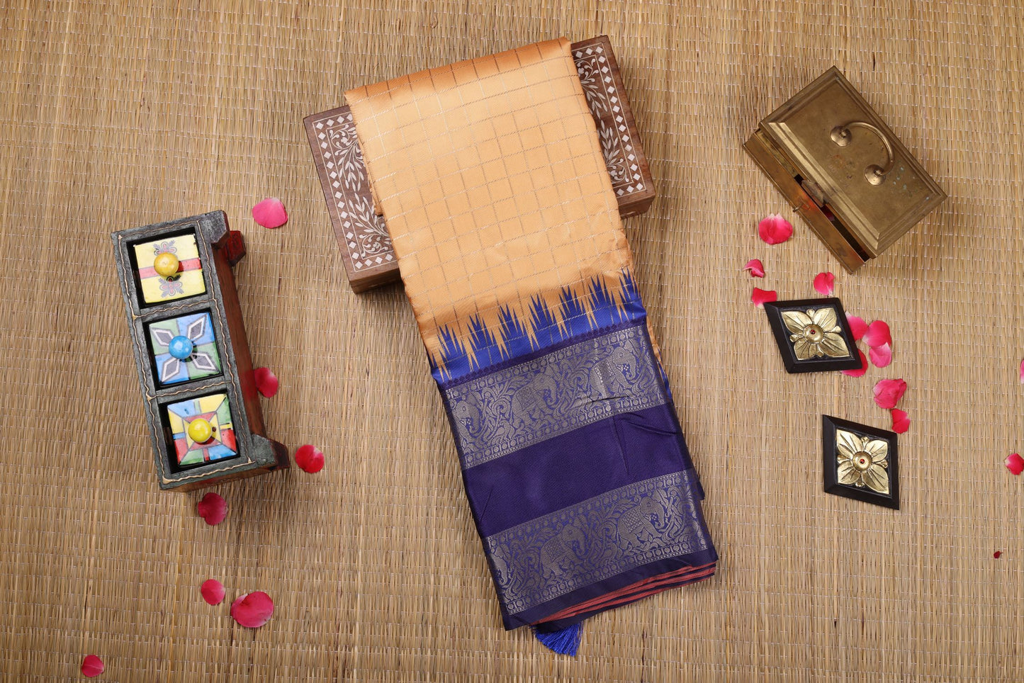 Semi Kanchipuram Silk Saree- Peach