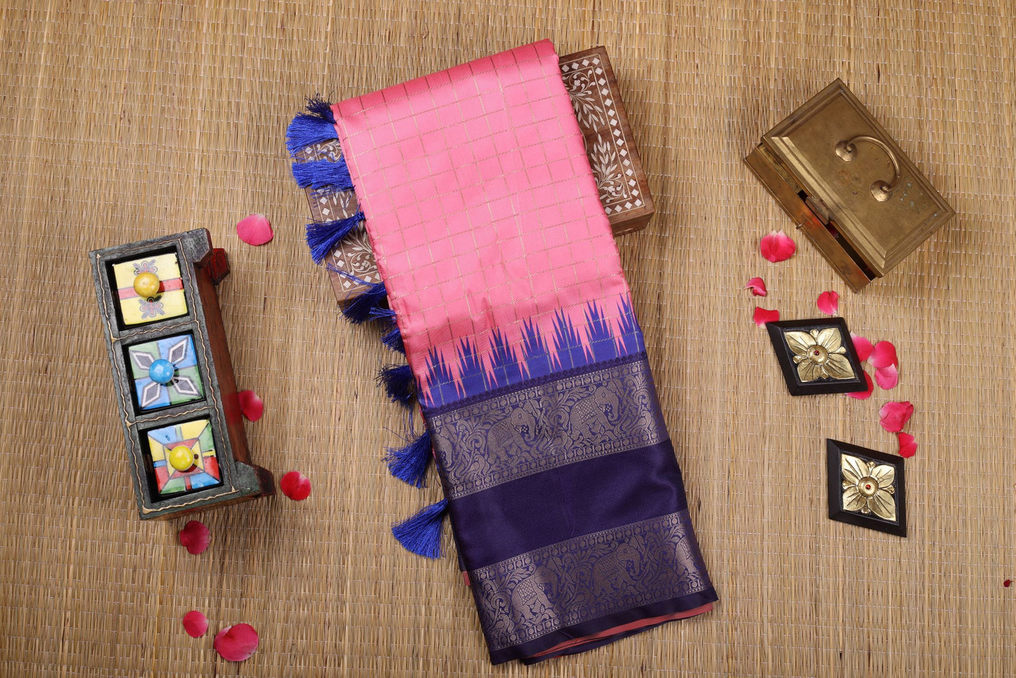 Semi Kanchipuram Silk Saree-Pink