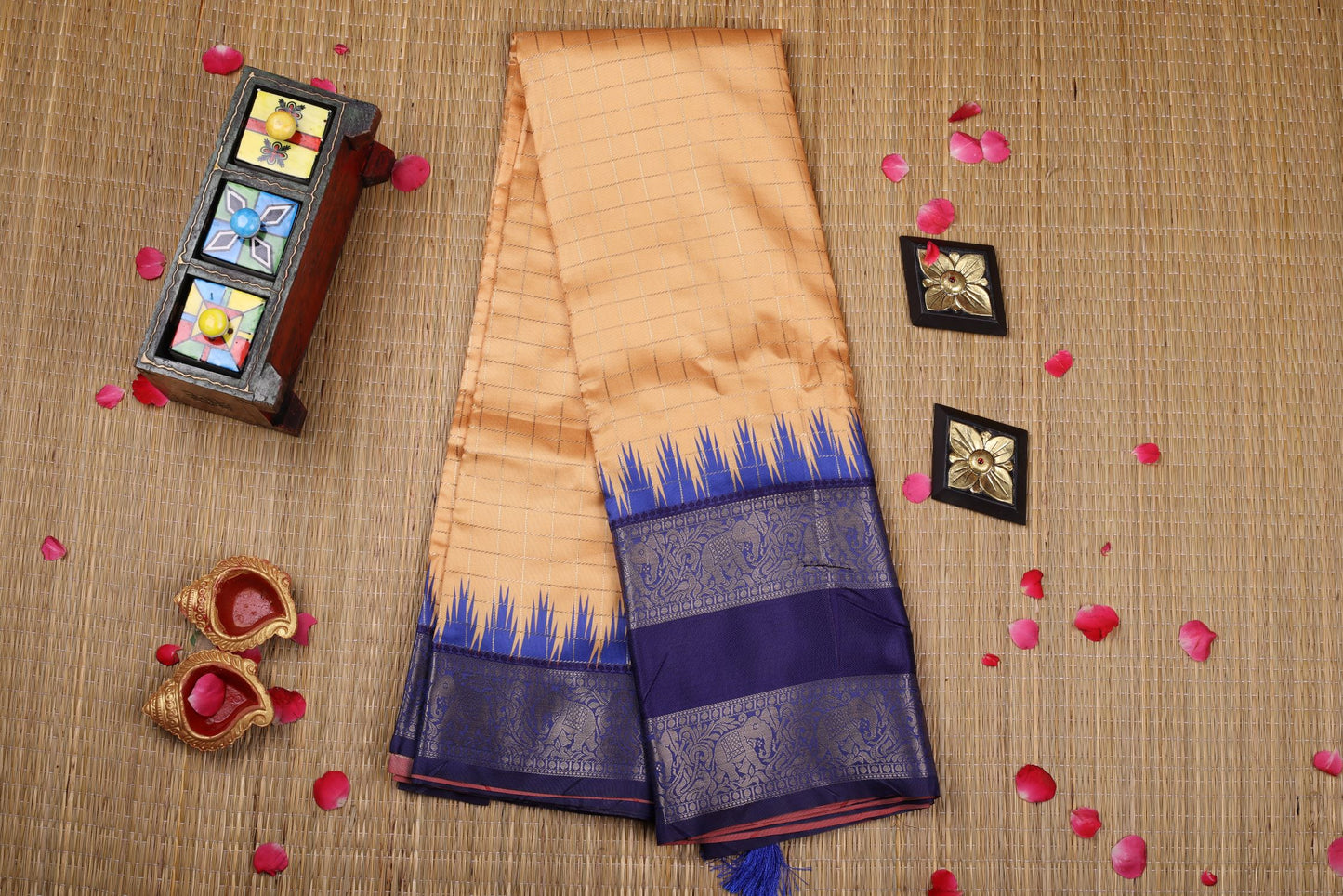 Semi Kanchipuram Silk Saree- Peach