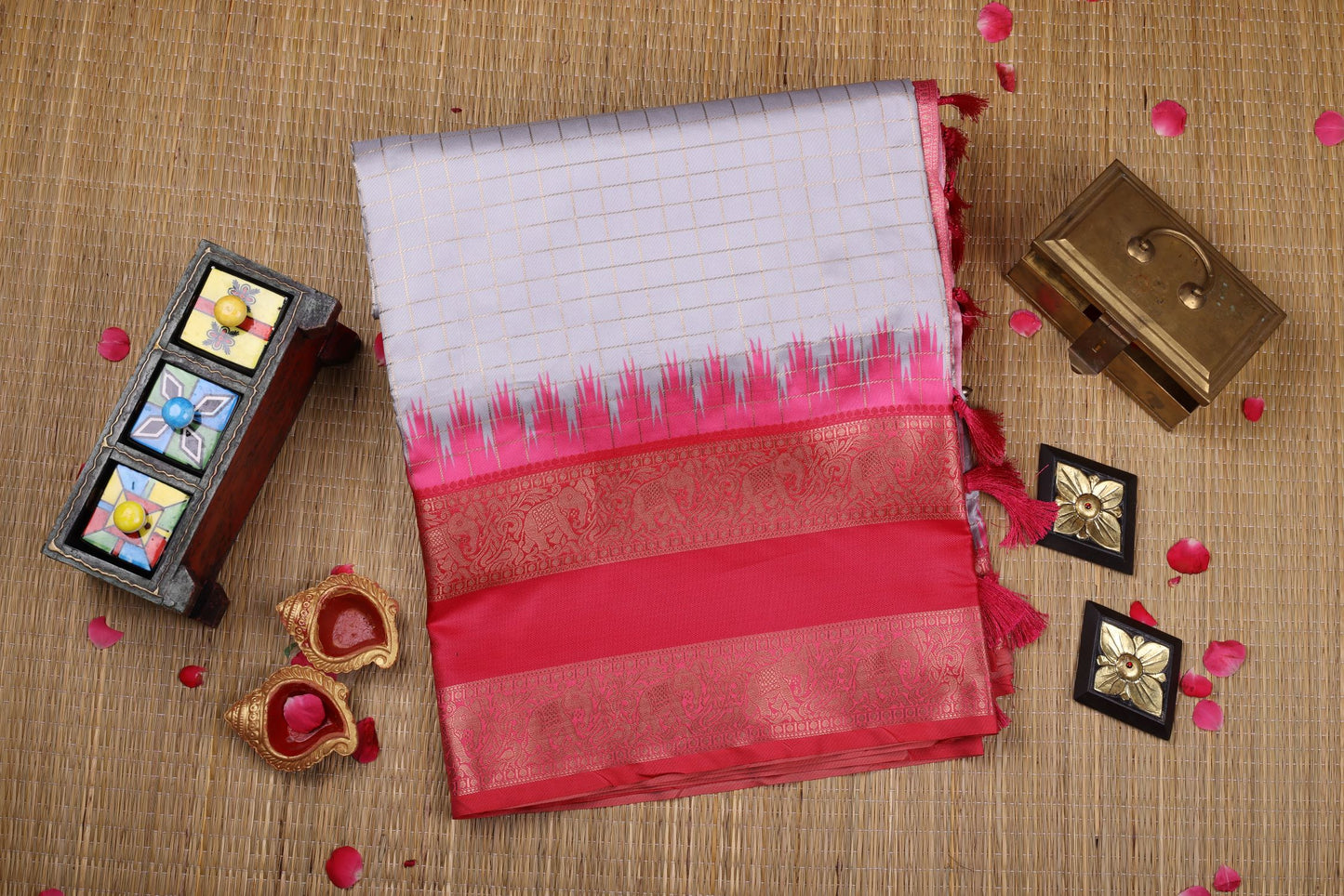 Semi Kanchipuram Silk Saree - Grey