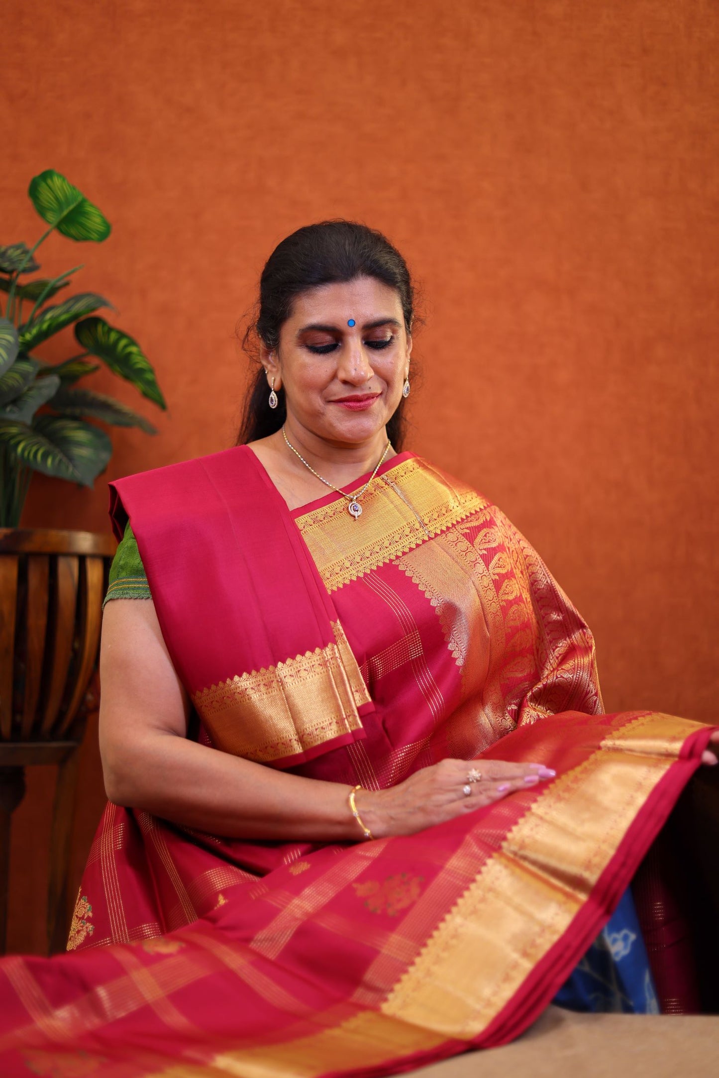 Pure Handloom Korvai Kanjivaram Silk Saree - Maroon Color