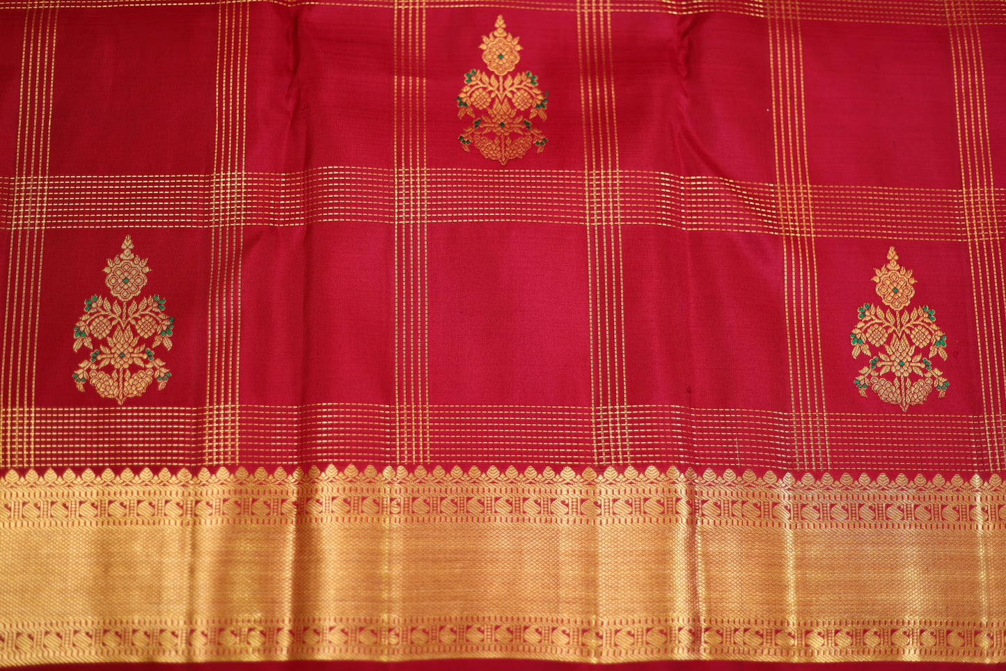 Pure Handloom Korvai Kanjivaram Silk Saree - Maroon Color