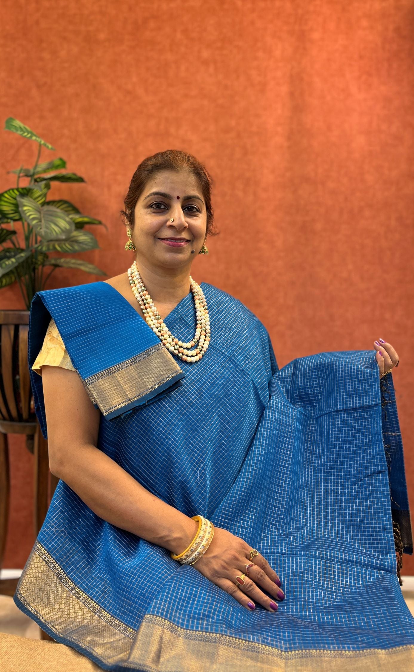 Pure Chanderi Silk Saree - Blue Color