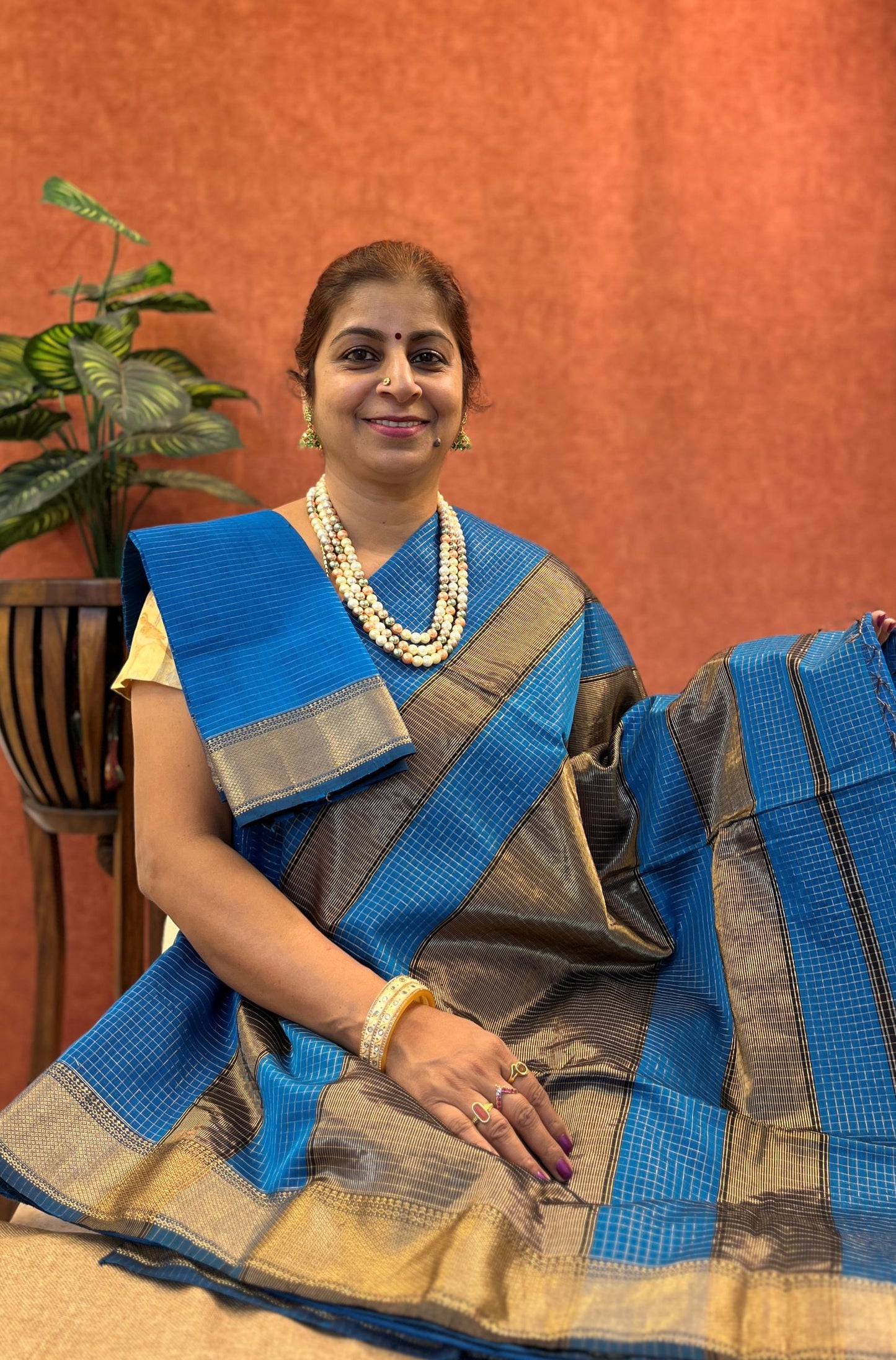 Pure Chanderi Silk Saree - Blue Color