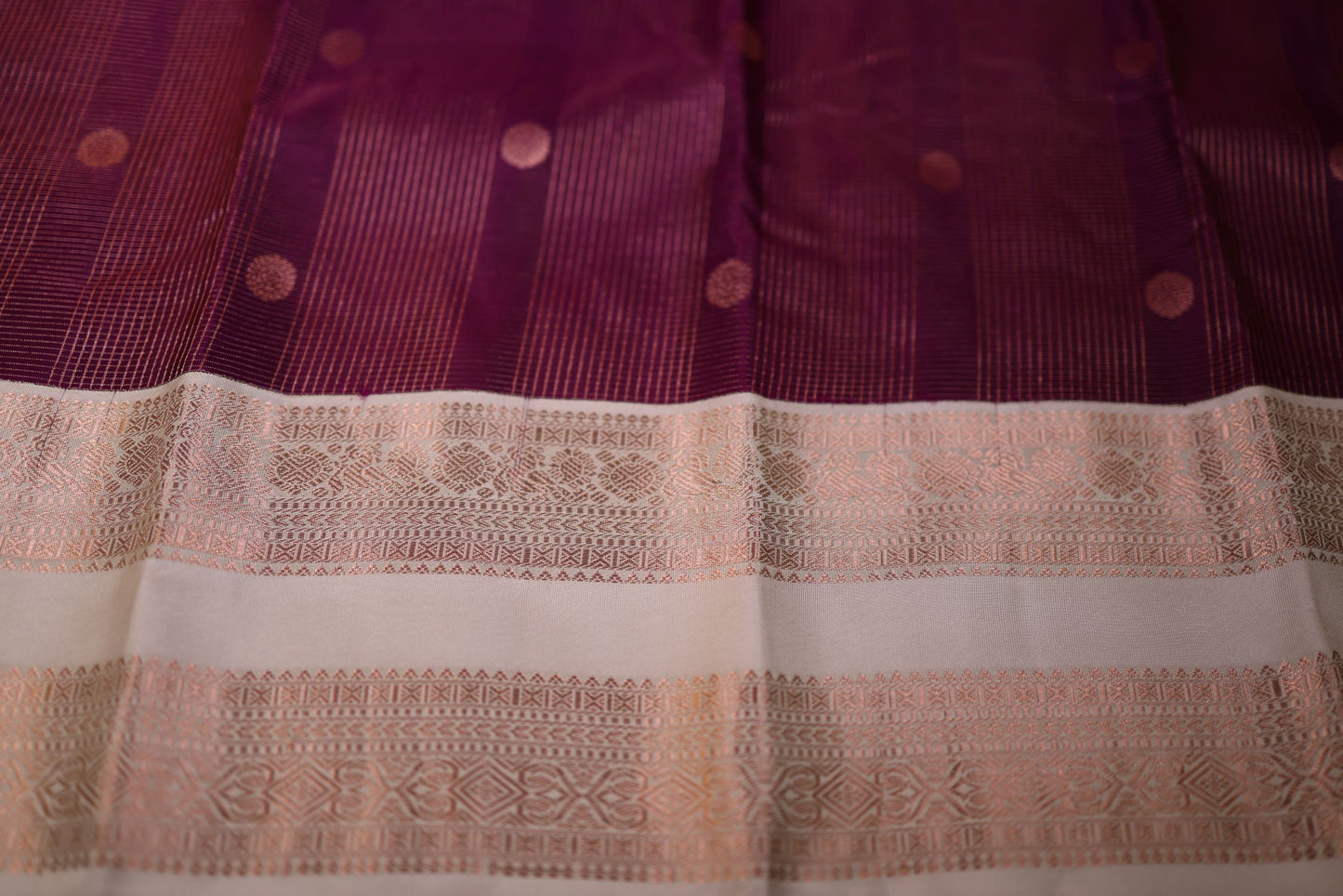 Pure Silk Saree - Purple Saree with Pista Green Border