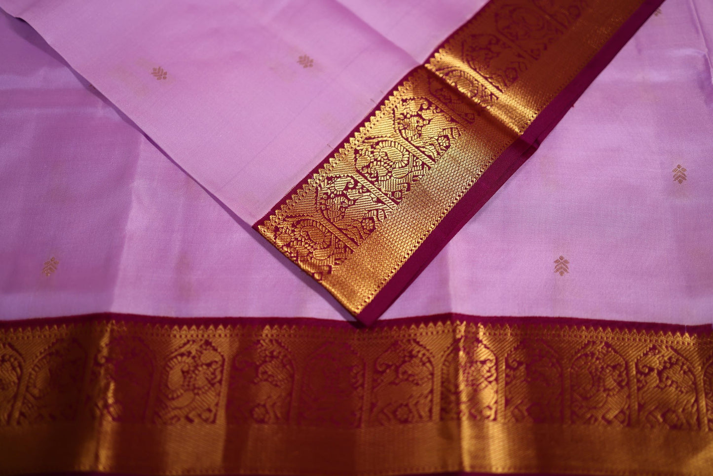 Pure Silk Saree - Lavendar Color with Magenta Zari Border