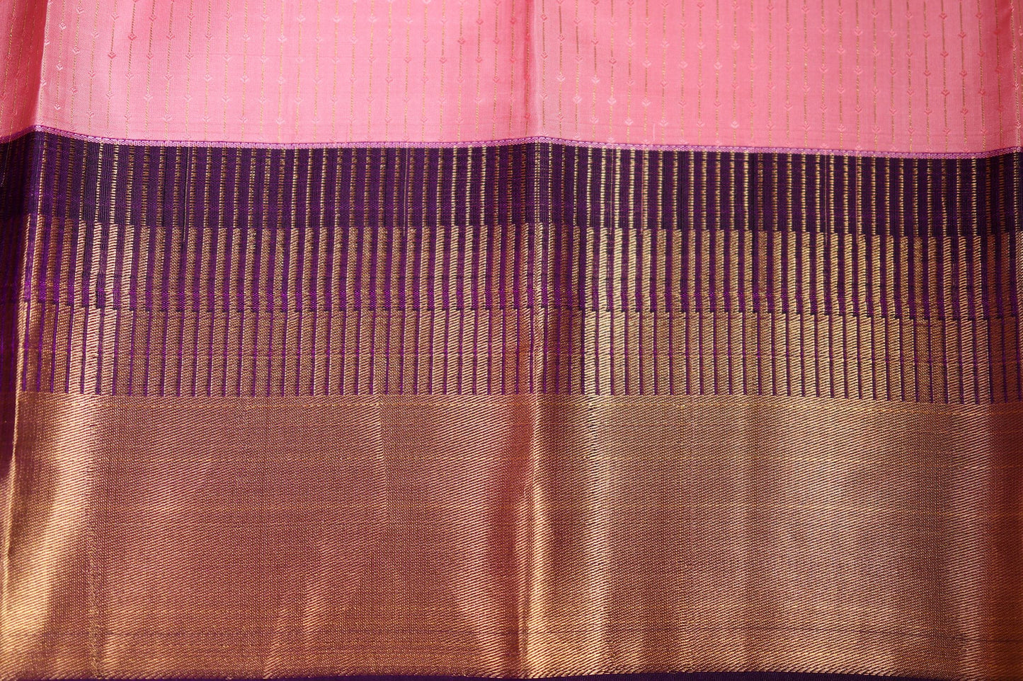 Pure Silk Saree - Pink Color with Violet Zari Border