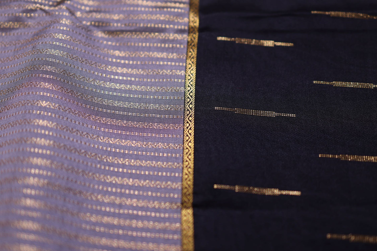 Pure Silk Saree - Steel Grey Color with Black Zari Border