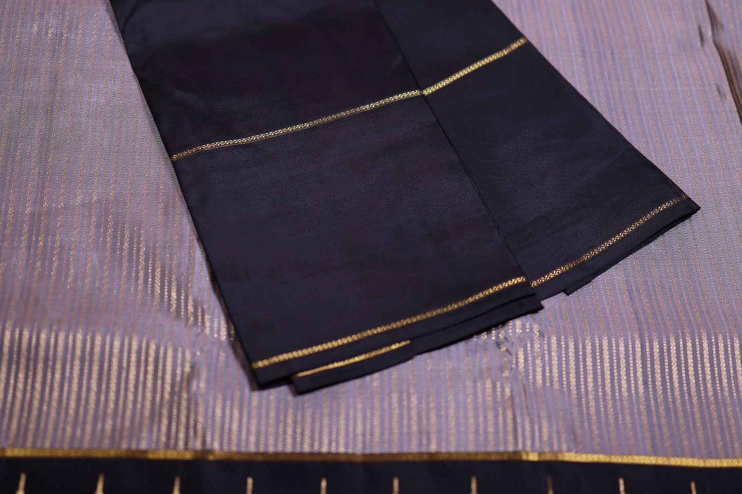 Pure Silk Saree - Steel Grey Color with Black Zari Border