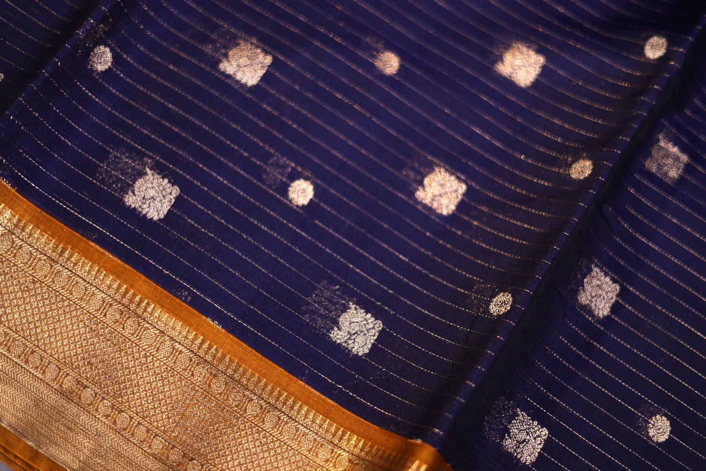 Seeko Silk Saree - Navy Blue Color with Contrast Border