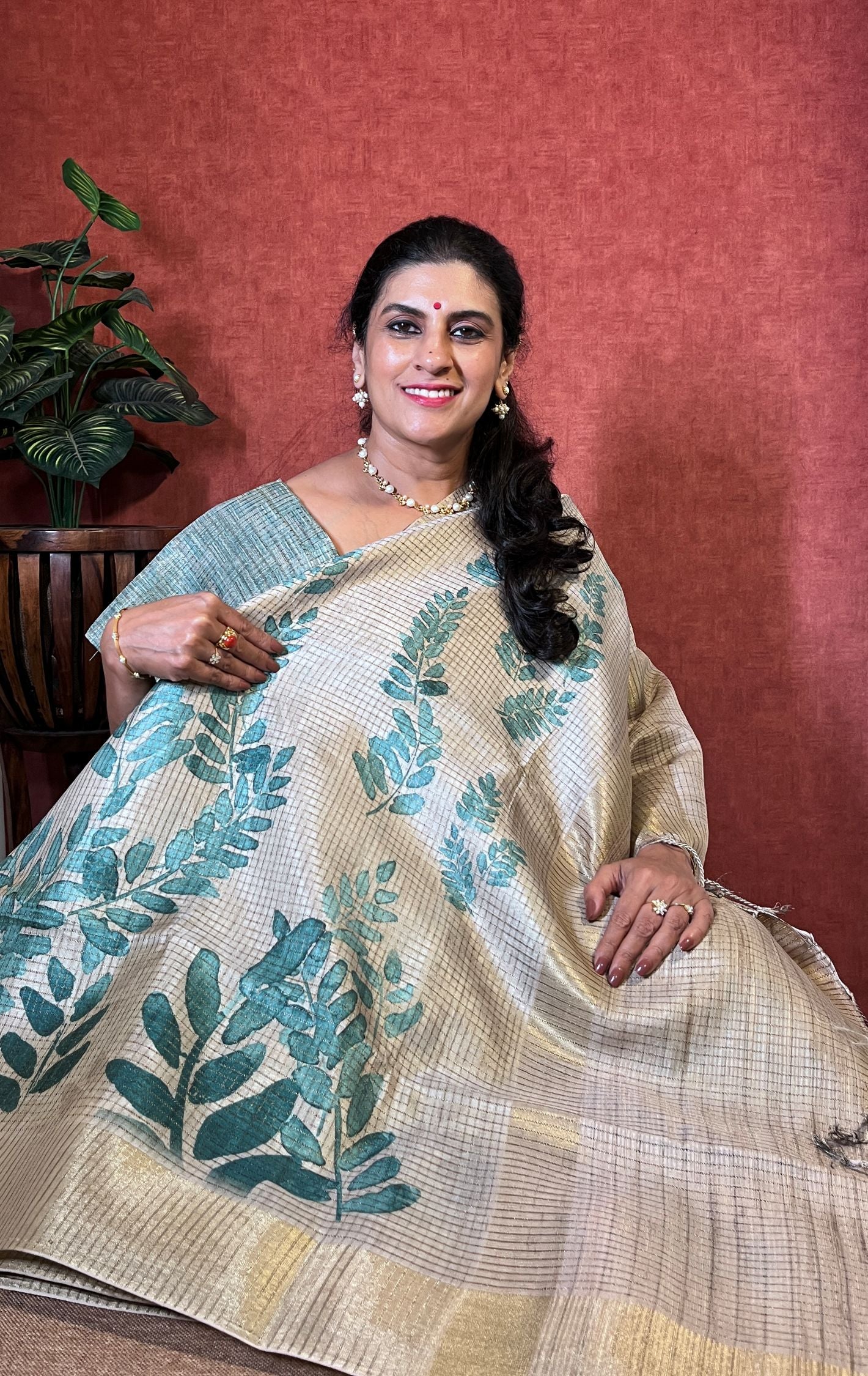 Semi Tussar with Digital Print - Pastel Blue Color