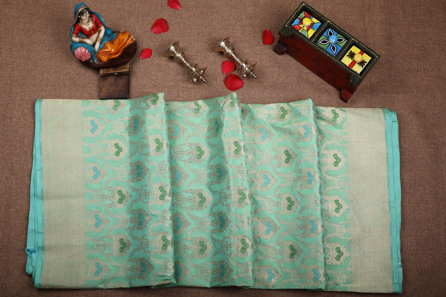 Pure Banaras Silk Saree - Bluish Green