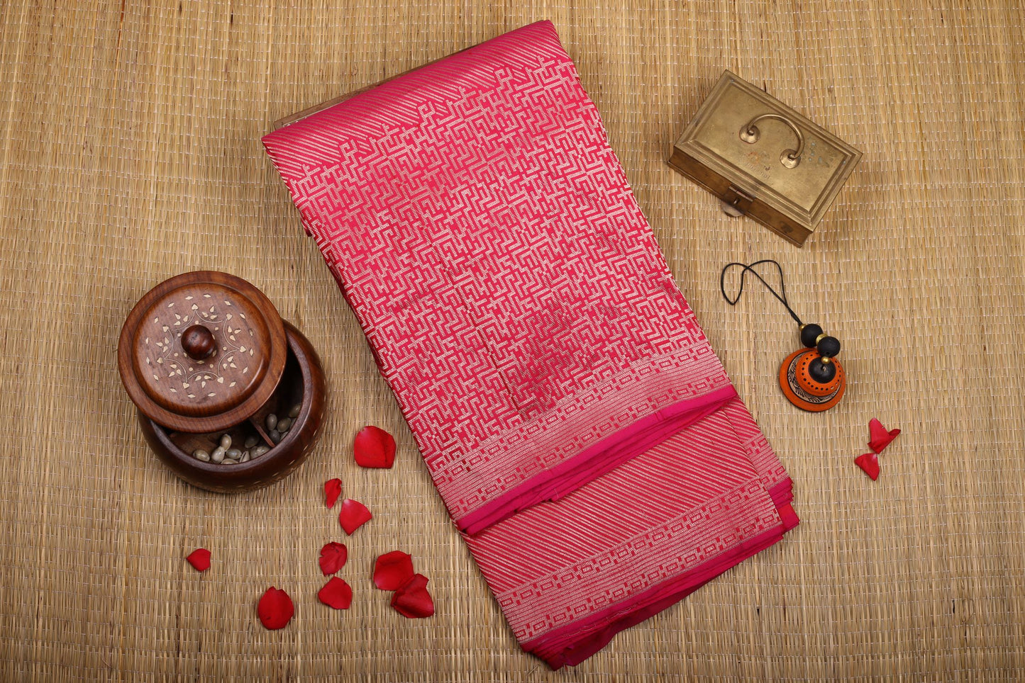 Pure Banaras Silk Saree - Rani Pink
