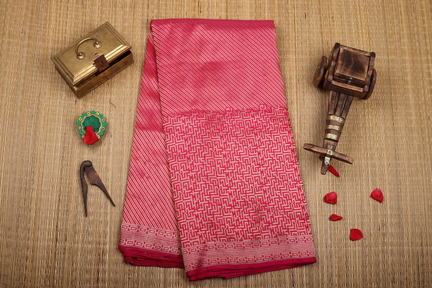 Pure Banaras Silk Saree - Rani Pink