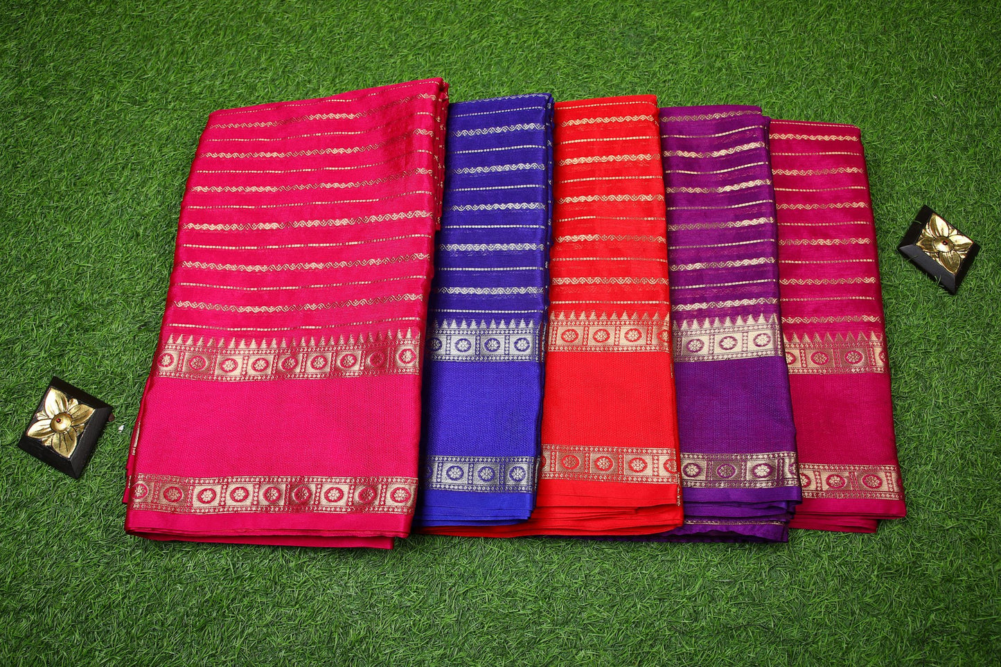 Semi Soft Silk Saree - Purple with Stitched Blouse