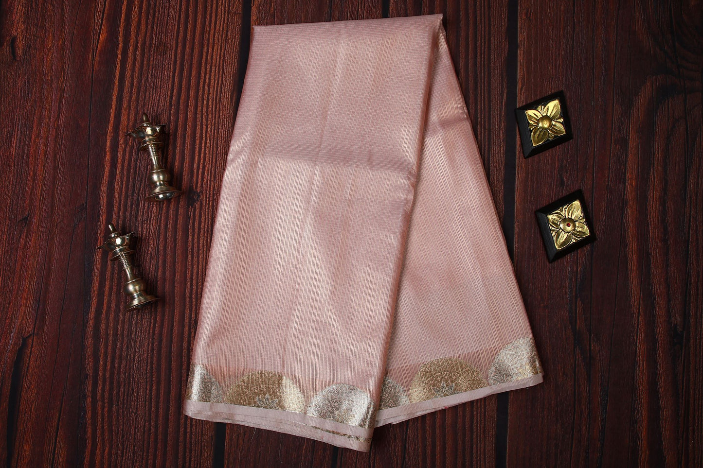 Kota Silk Saree - Baby Pink with a stitched blouse