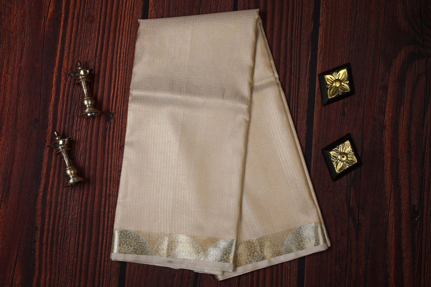 Kota Silk Saree Alfi - Pastel Creme