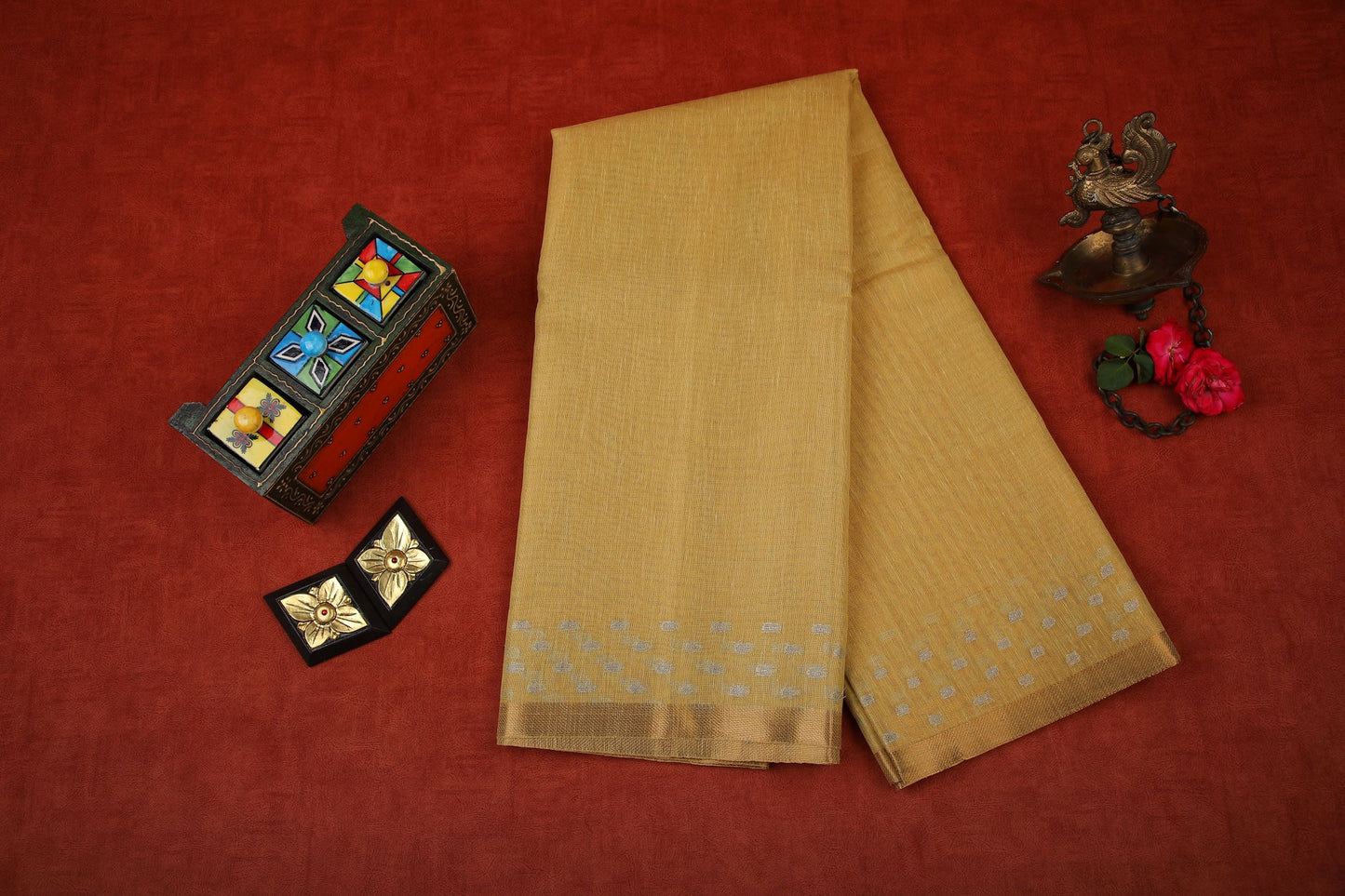 Linen Tissue Saree - Gold