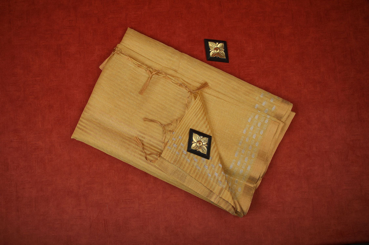 Linen Tissue Saree - Gold