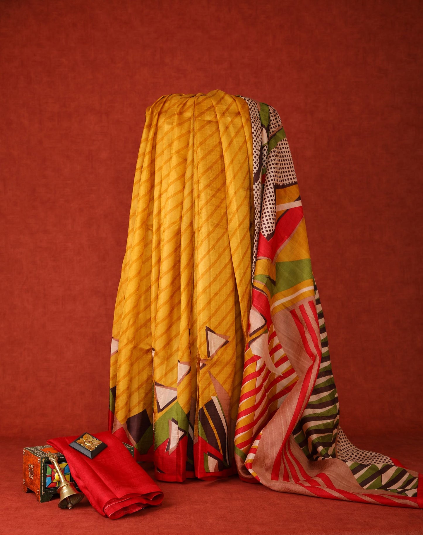 Pure Tussar Saree with Moonga Border - Mustard