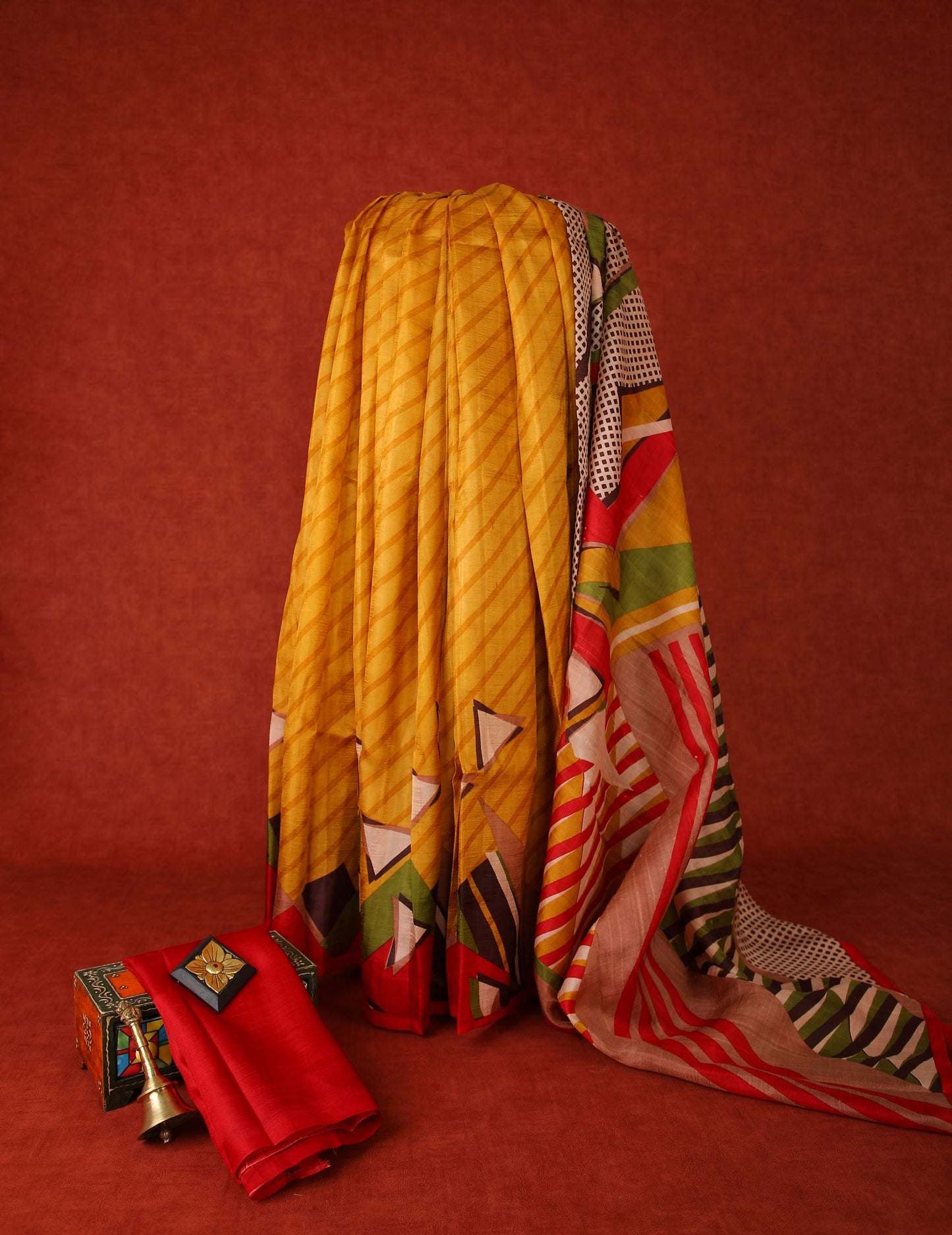 Pure Tussar Saree with Moonga Border - Mustard