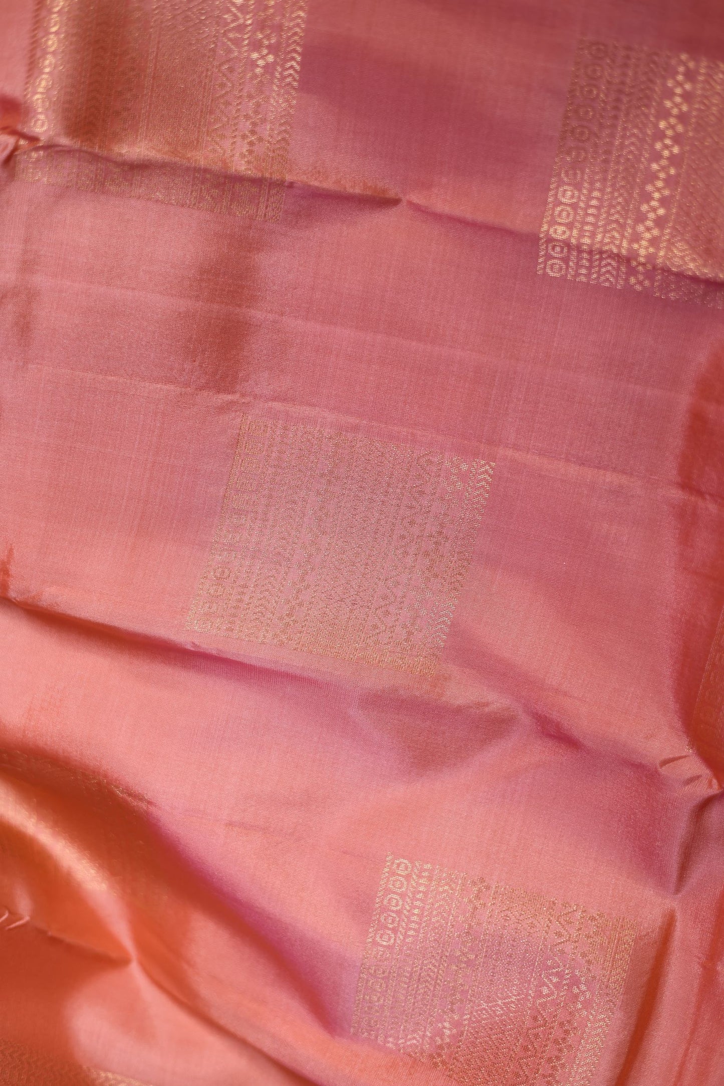 Pure Silk Saree - Peach Orange with Lavendar Border