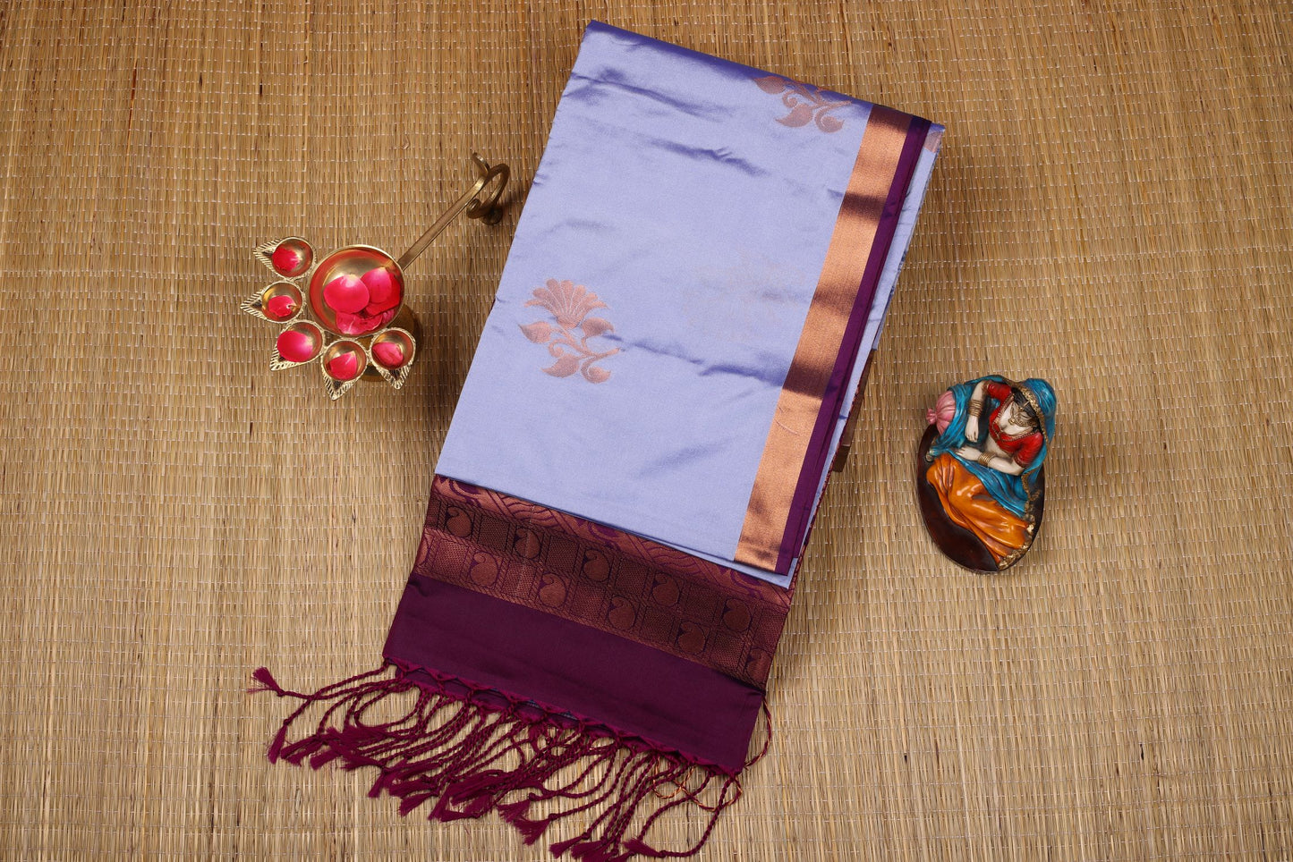 Semi Soft Silk Saree - Purple with violet Border