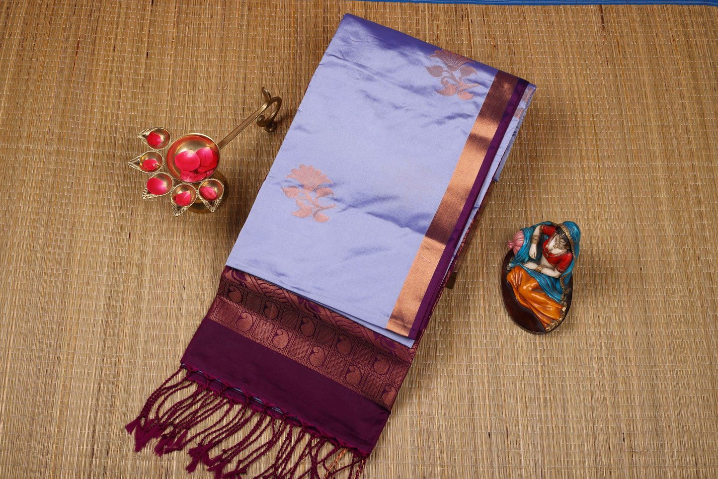 Semi Soft Silk Saree - Purple with violet Border