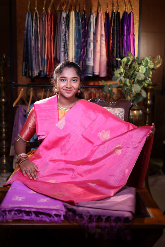 Pure Silk Saree - Lotus Pink Color