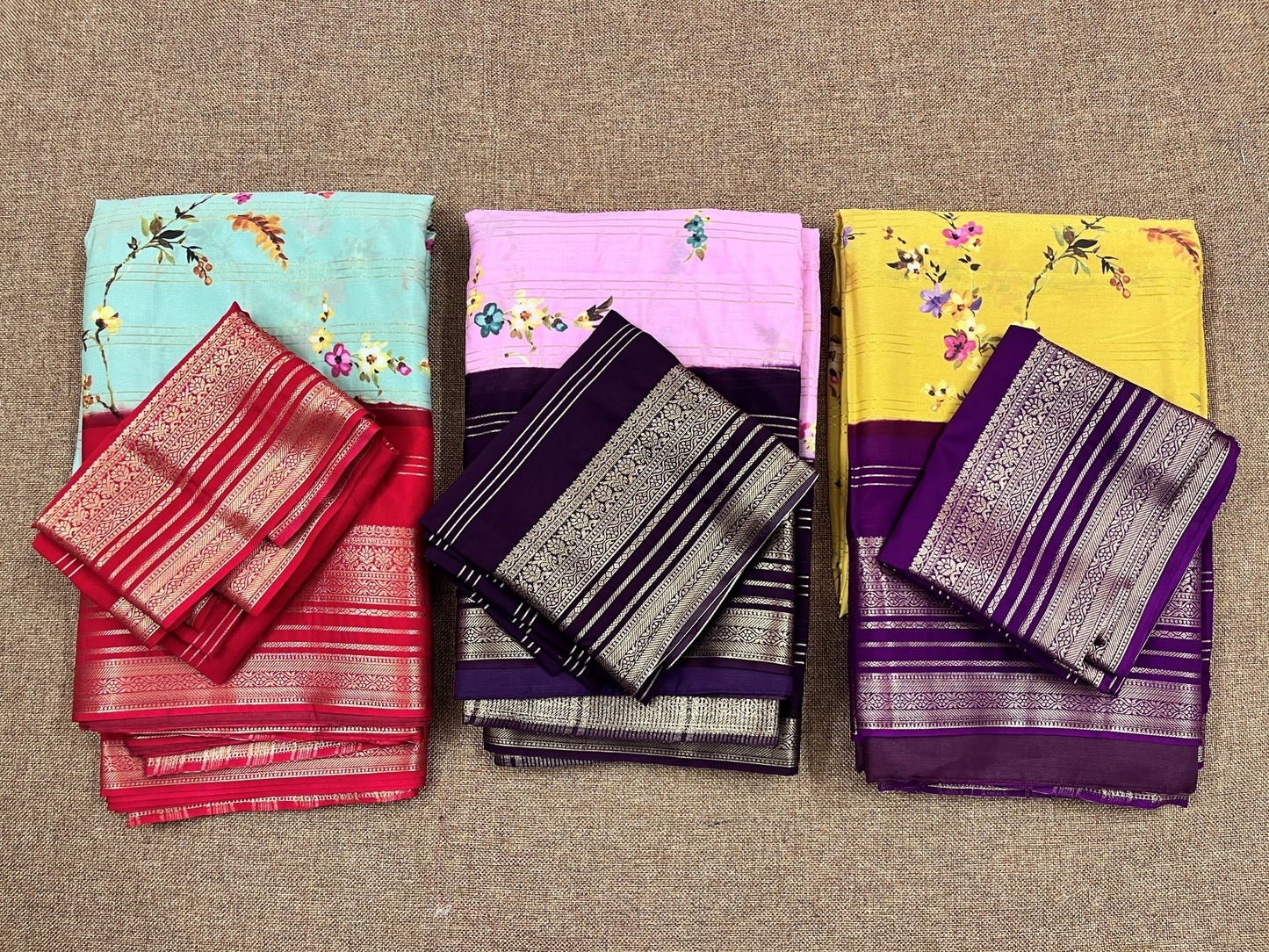 Semi Mysore Mulberry Silk - Pink Color and Zari Border