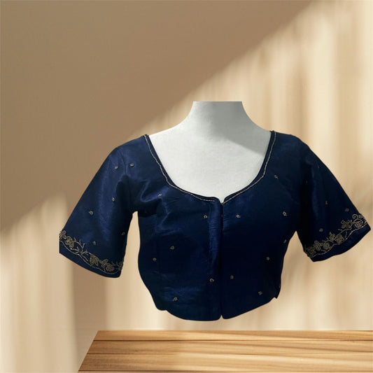 Blue Silk Blouse with Sequins