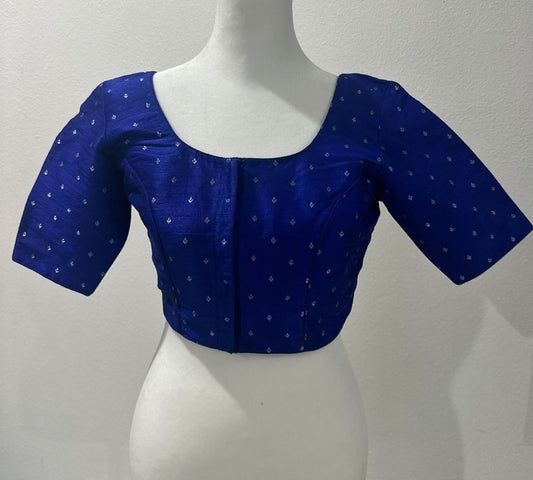 Blue Silk Blouse with Zari Butta