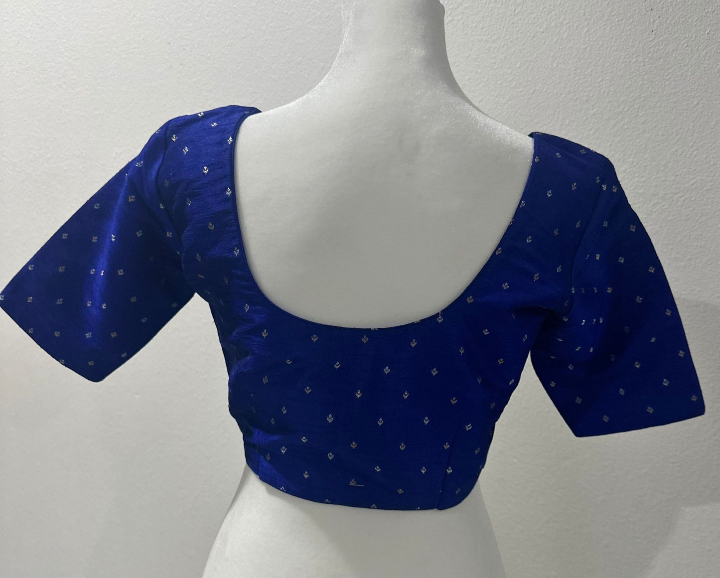 Blue Silk Blouse with Zari Butta