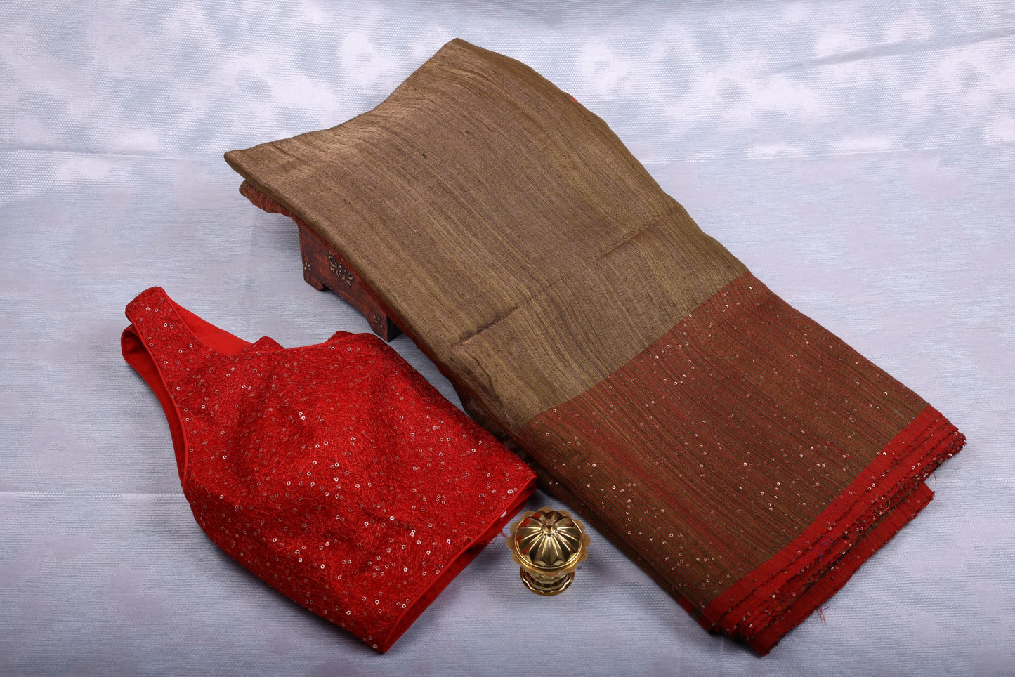 Pure Matka Tissue Silk Saree - Brown