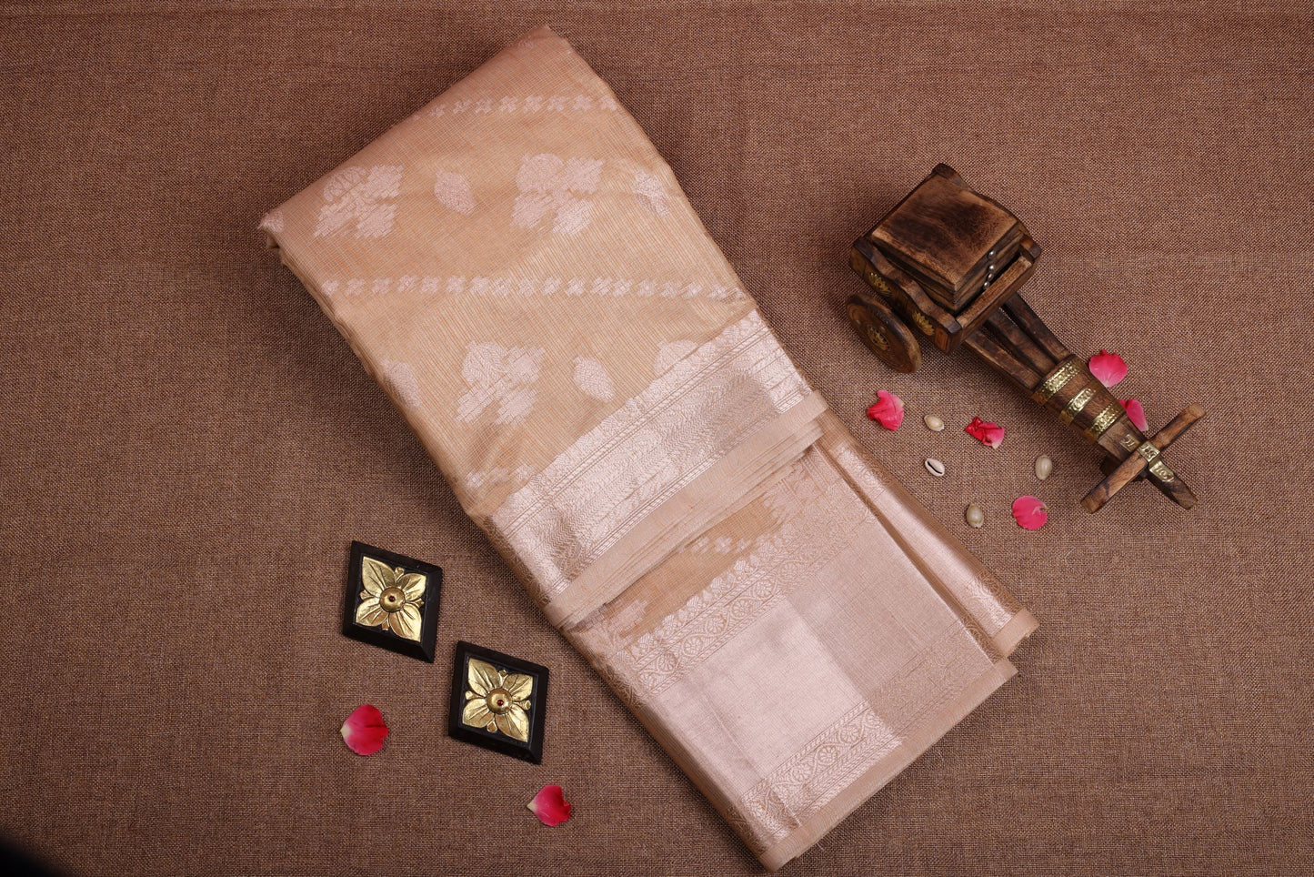 Kota Silk Saree - Pastel Silver Orange