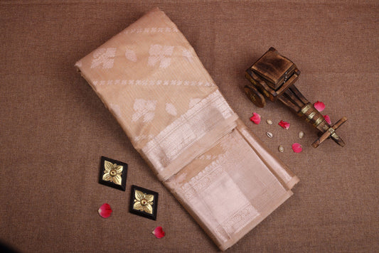 Kota Silk Saree - Pastel Silver Orange