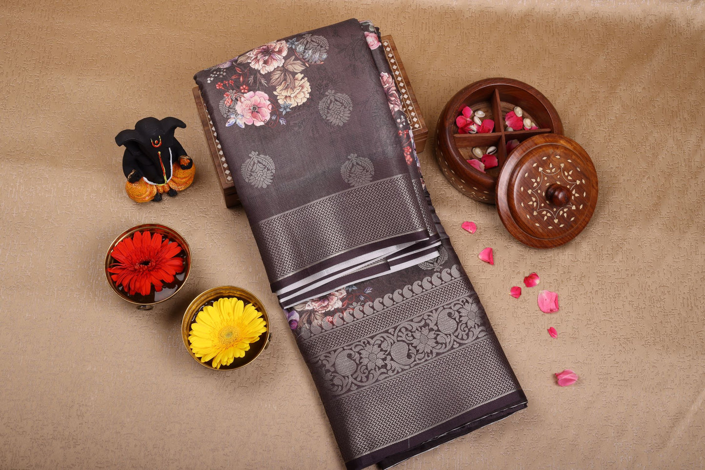 Organza Saree with Floral Print