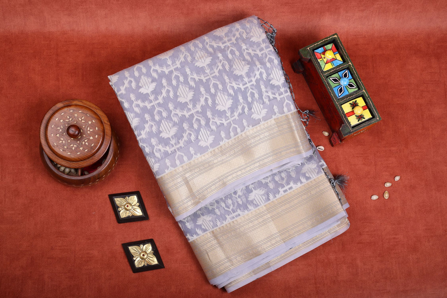 Semi Tussar Saree  -Grey